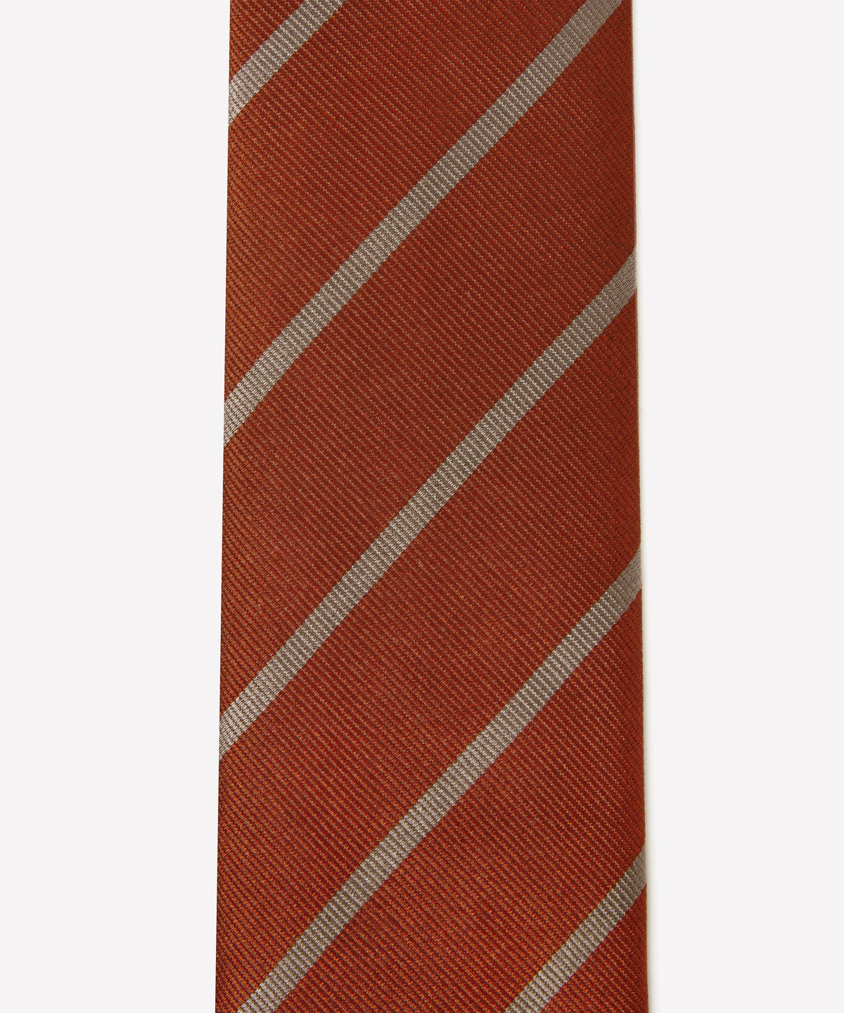 Deep Orange & Neutral Single Stripe Silk Woven Tie
