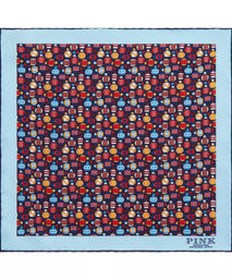Navy & Multicolour Small Jockey All Over Printed Silk Pocket Square