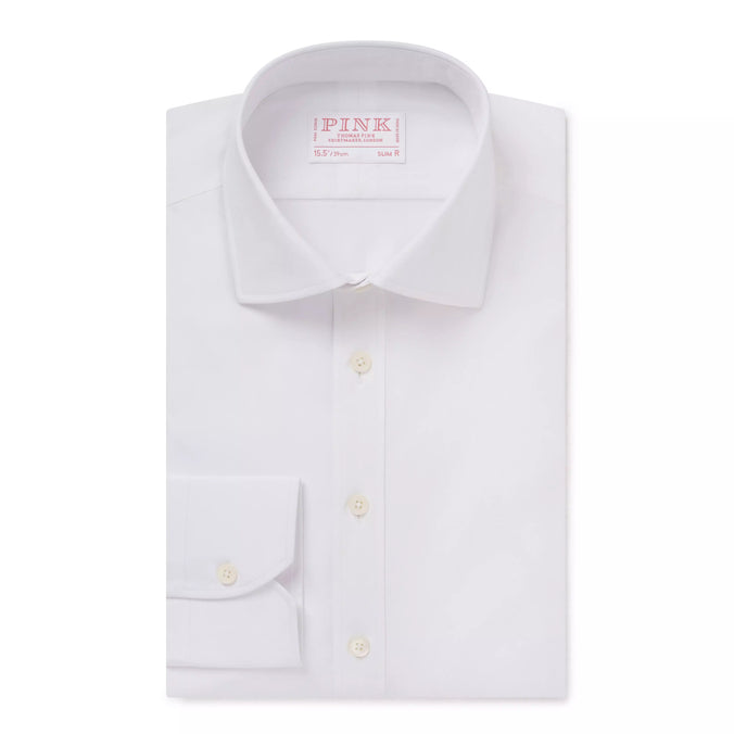 White Slim Fit Solid Cotton Formal Shirt