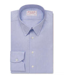 Blue & White Slim Fit Bi-Colour Twill Formal Shirt