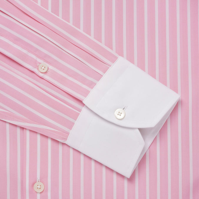 Pink & White Tailored Fit Butchers Stripe Formal Shirt