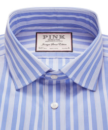 Pale Blue & Blue Tailored Fit Formal Bedford Stripe Shirt