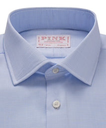 Pale Blue & White Classic Fit Micro Pow Check Formal Shirt