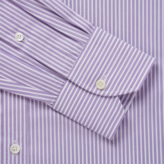 Purple & White Classic Fit Piquet Stripe Formal Shirt