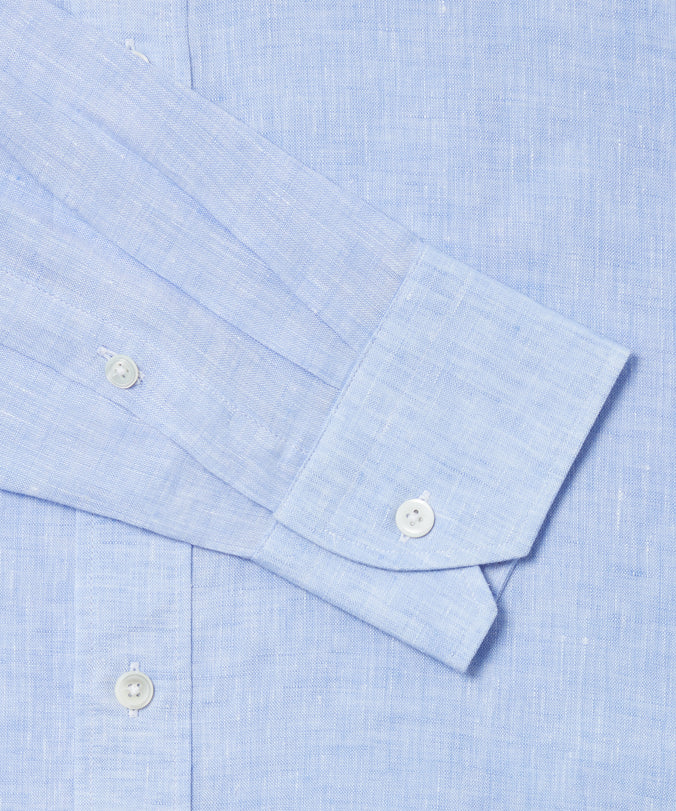 Pale Blue Classic Fit Essential Linen Formal Shirt