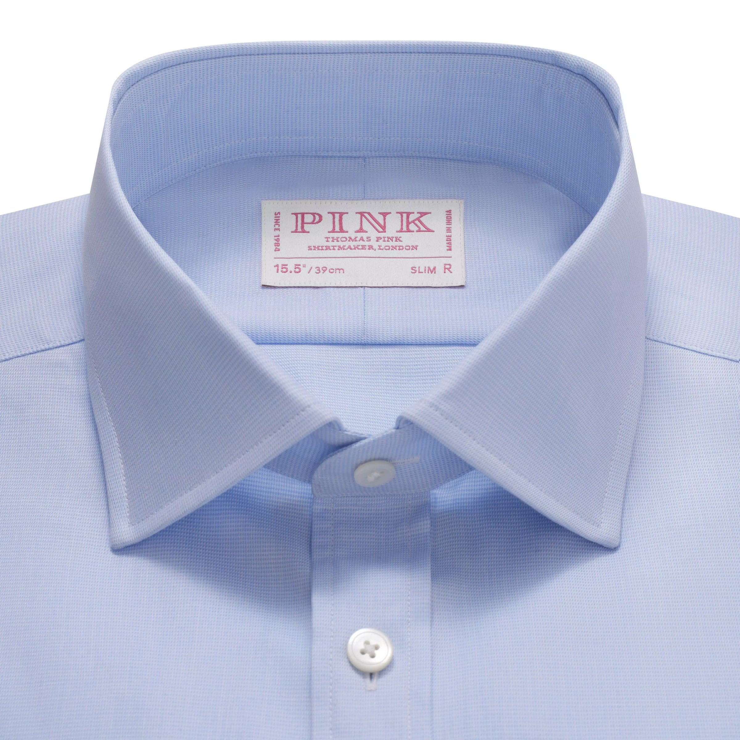 Pale Blue & White Slim Fit Double Cuff Puppytooth Formal Shirt